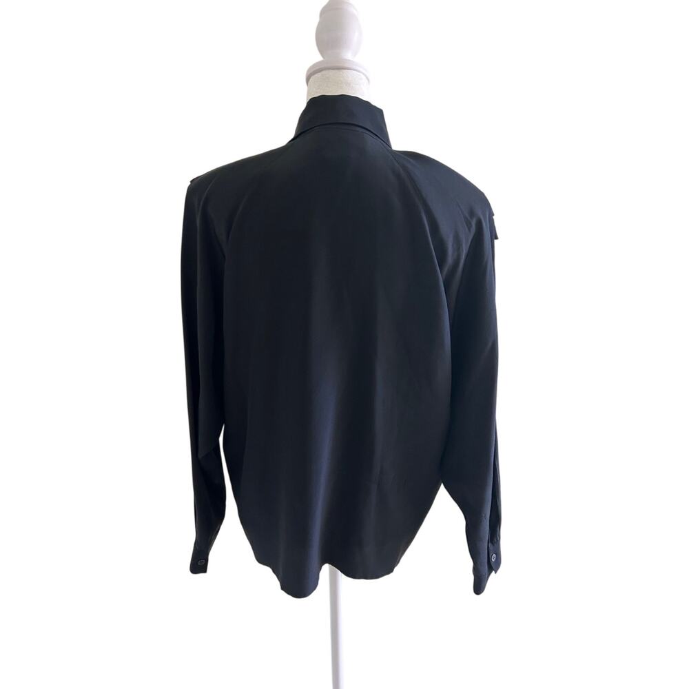 Gary Fabrikant Vintage Silk Shirt Womens SZ14 Black Beaded Western 80s 90s - Picture 3 of 8